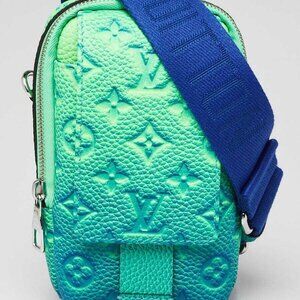 Louis Vuitton Green/Blue Taurillon Illusion Leather Double Phone Pouch Bag